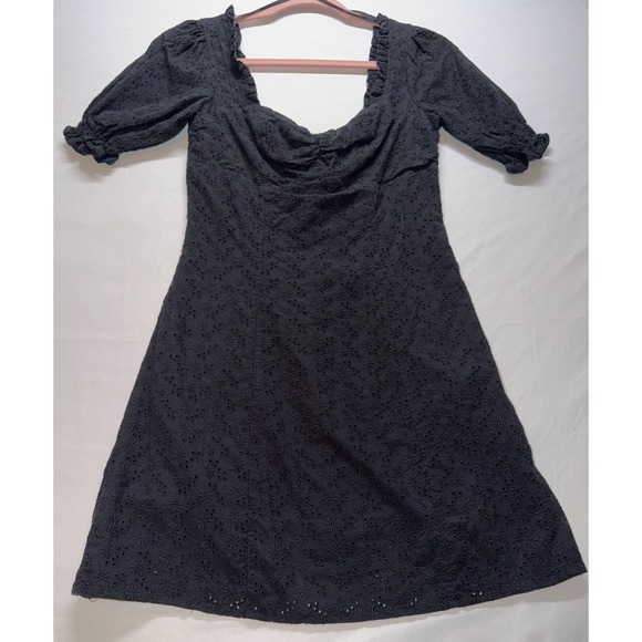 Lulus Dresses & Skirts - Lulus Dress Womens Small Black Eyelet Puff Sleeve Mini Cottagecore Boho